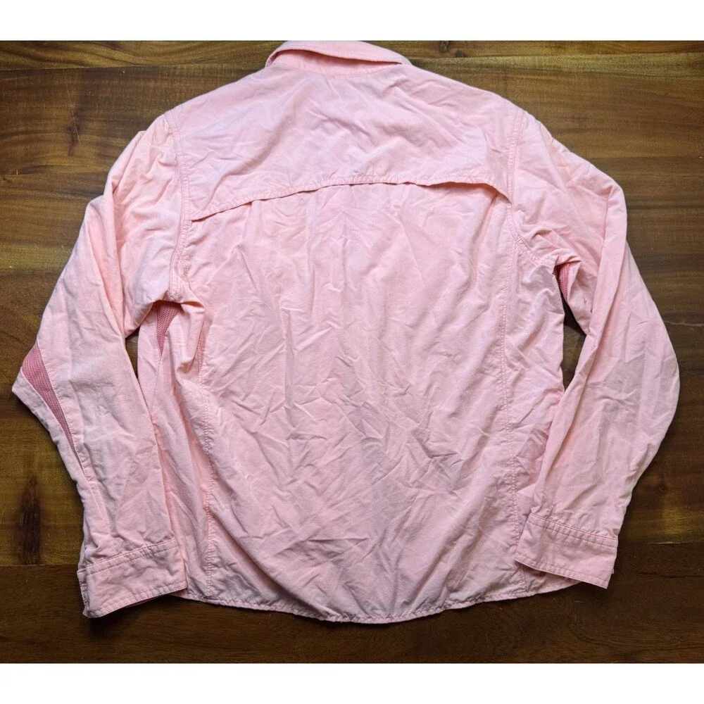 Solumbra Pink Sun Protective Long Sleeve Button Up Shirt Women Size M Mesh Vent